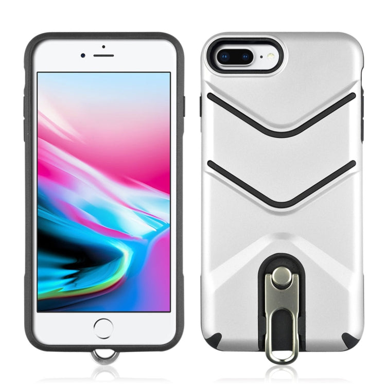 For iPhone 8 Plus & 7 Plus TPU + PC Shockproof Protective Back Case with Rotatable Holder