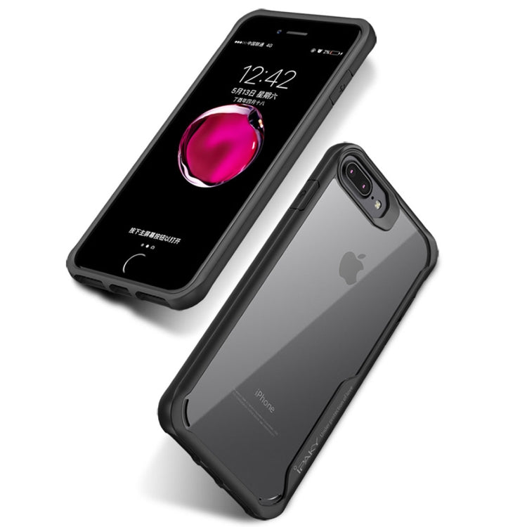 For iPhone 8 Plus & 7 Plus Transparent PC + TPU Full Coverage Shockproof Protective Back Case(Grey)