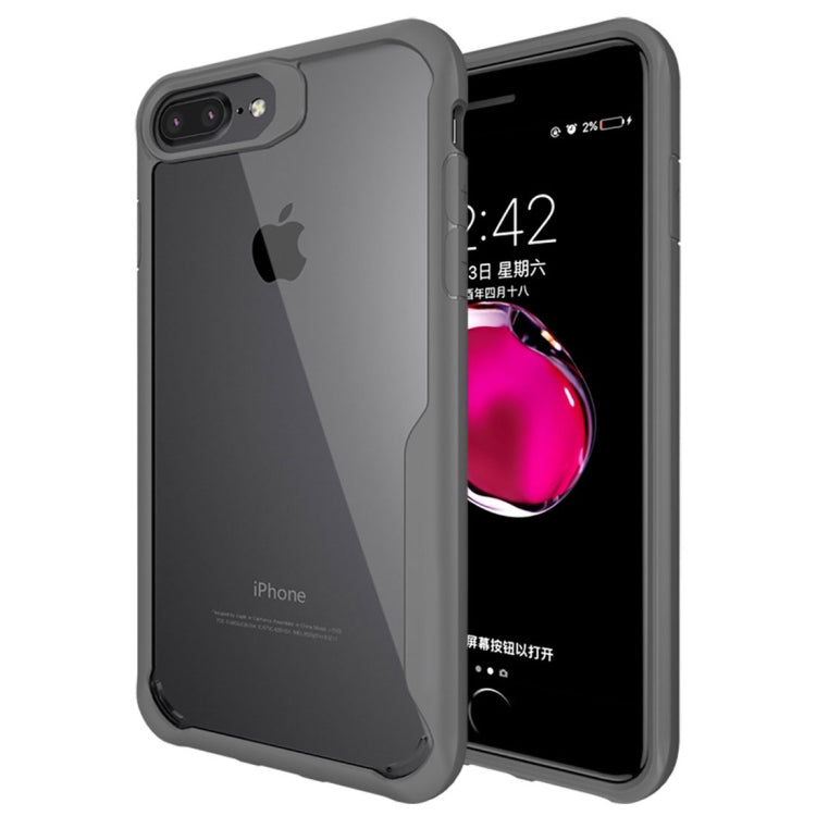For iPhone 8 Plus & 7 Plus Transparent PC + TPU Full Coverage Shockproof Protective Back Case(Grey)