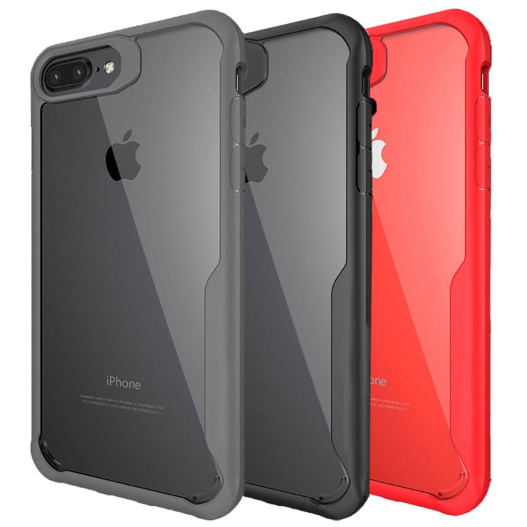 For iPhone 8 Plus & 7 Plus Transparent PC + TPU Full Coverage Shockproof Protective Back Case(Grey)