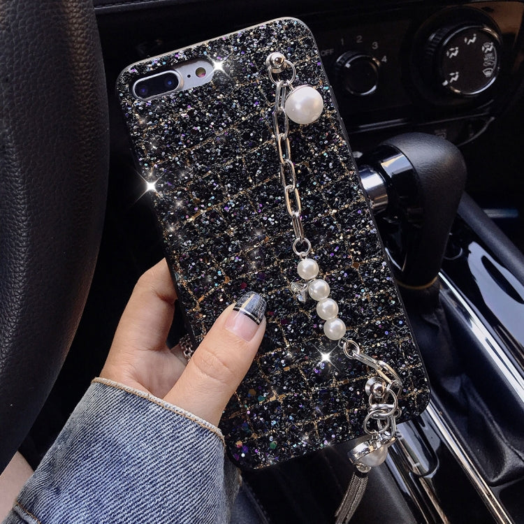 For iPhone 8 Plus & 7 Plus Colorful Sequins Style Protective Back Cover with Lanyard