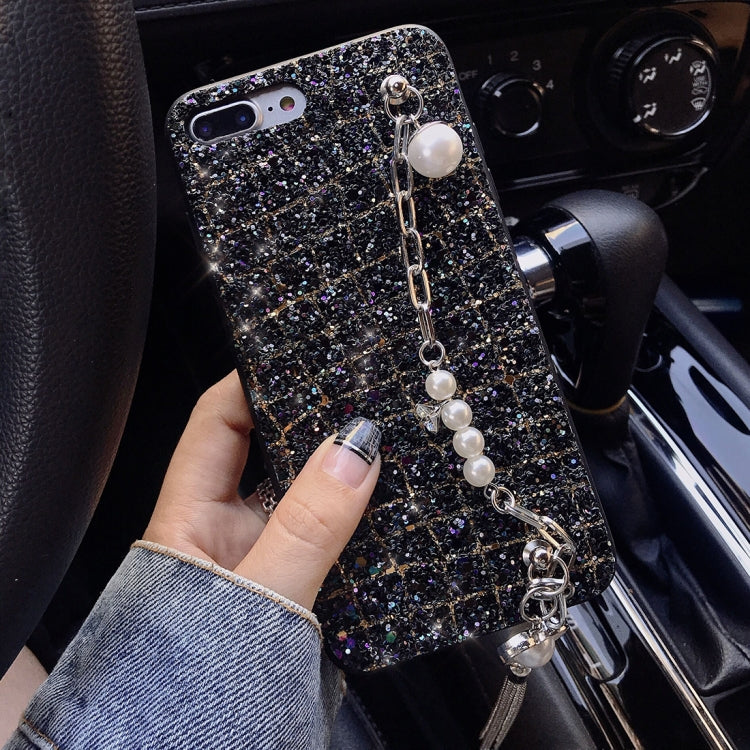 For iPhone 8 Plus & 7 Plus Colorful Sequins Style Protective Back Cover with Lanyard