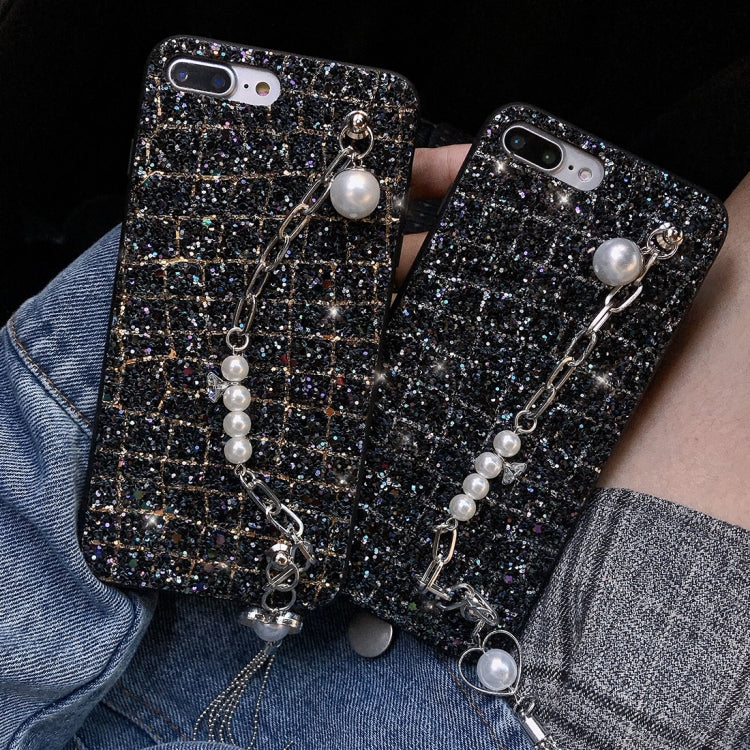 For iPhone 8 Plus & 7 Plus Colorful Sequins Style Protective Back Cover with Lanyard