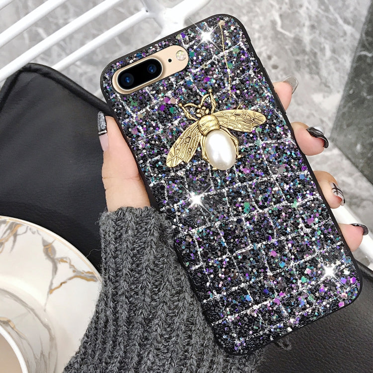 For iPhone 8 Plus & 7 Plus Sequins Bee Style Protective Back Cover Case