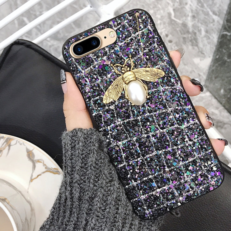 For iPhone 8 Plus & 7 Plus Sequins Bee Style Protective Back Cover Case