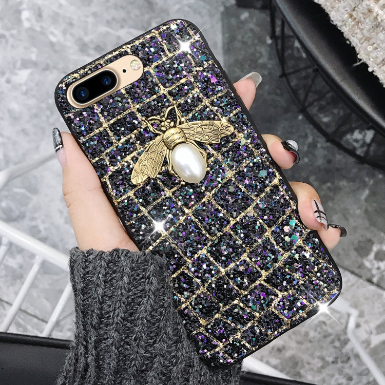 For iPhone 8 Plus & 7 Plus Sequins Bee Style Protective Back Cover Case