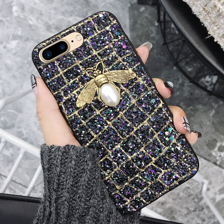 For iPhone 8 Plus & 7 Plus Sequins Bee Style Protective Back Cover Case