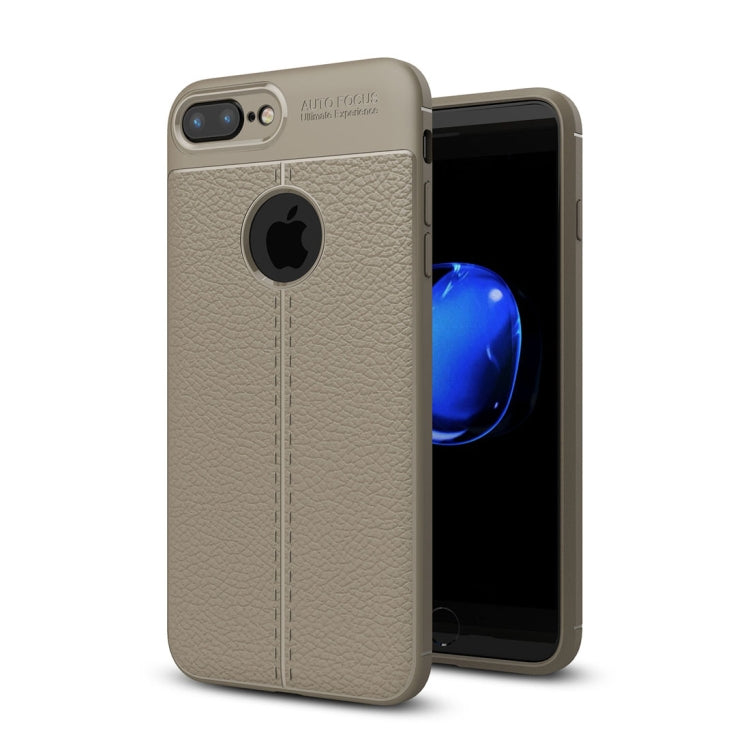 For iPhone 8 Plus & 7 Plus Litchi Texture TPU Protective Back Cover Case
