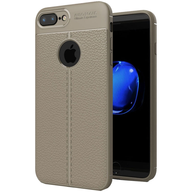 For iPhone 8 Plus & 7 Plus Litchi Texture TPU Protective Back Cover Case