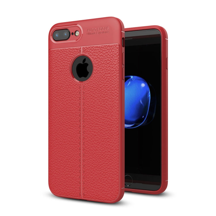 For iPhone 8 Plus & 7 Plus Litchi Texture TPU Protective Back Cover Case