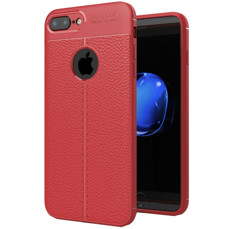 For iPhone 8 Plus & 7 Plus Litchi Texture TPU Protective Back Cover Case