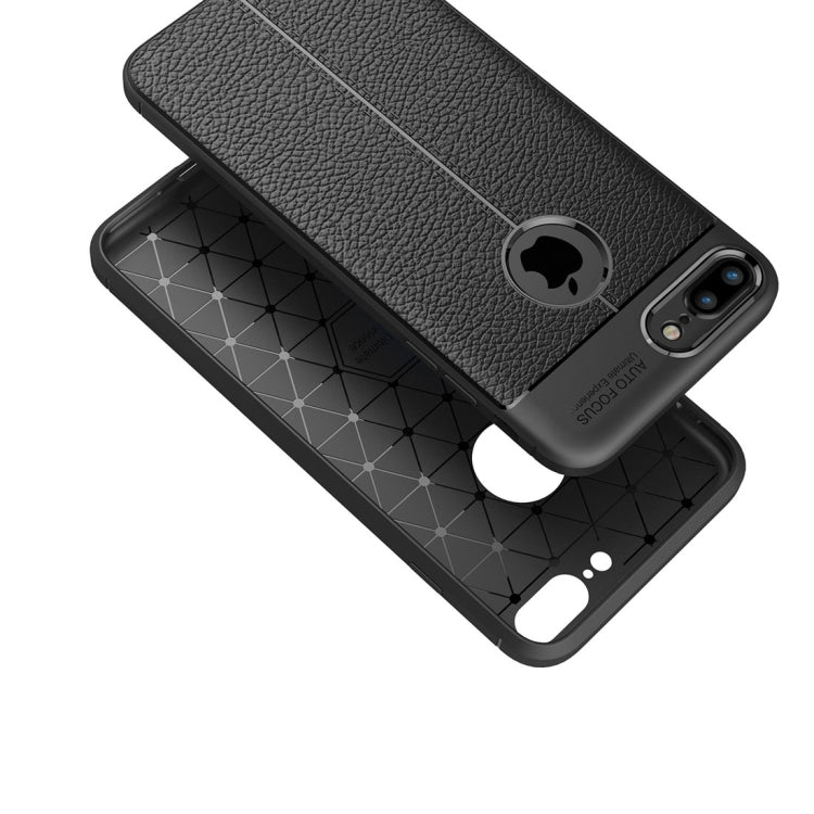 For iPhone 8 Plus & 7 Plus Litchi Texture TPU Protective Back Cover Case