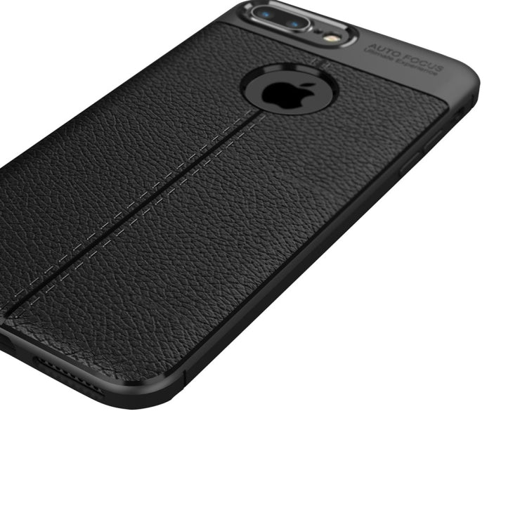 For iPhone 8 Plus & 7 Plus Litchi Texture TPU Protective Back Cover Case