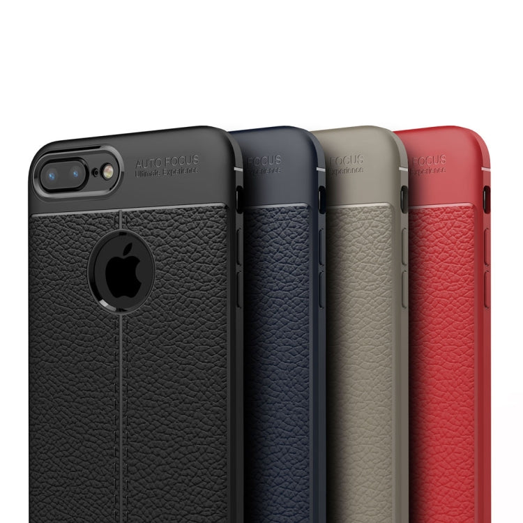 For iPhone 8 Plus & 7 Plus Litchi Texture TPU Protective Back Cover Case