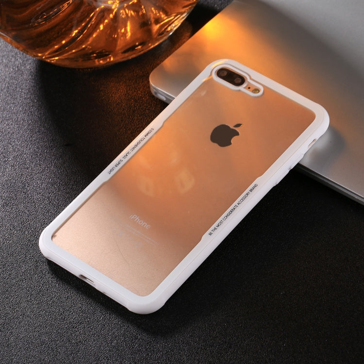 For iPhone 8 Plus & 7 Plus TPU + Toughened Glass Protective Back Cover Case