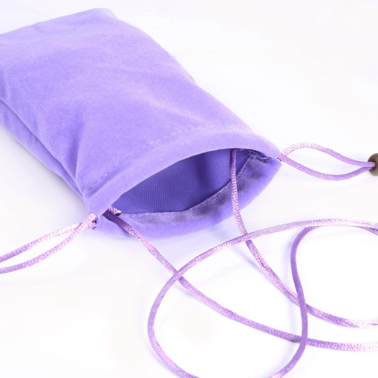 6.9 inch Universal Leisure Cotton Flock Cloth Carry Bag with Lanyard for iPhone 8 Plus, Galaxy S10+, Huawei Mate 20X, Xiaomi Max