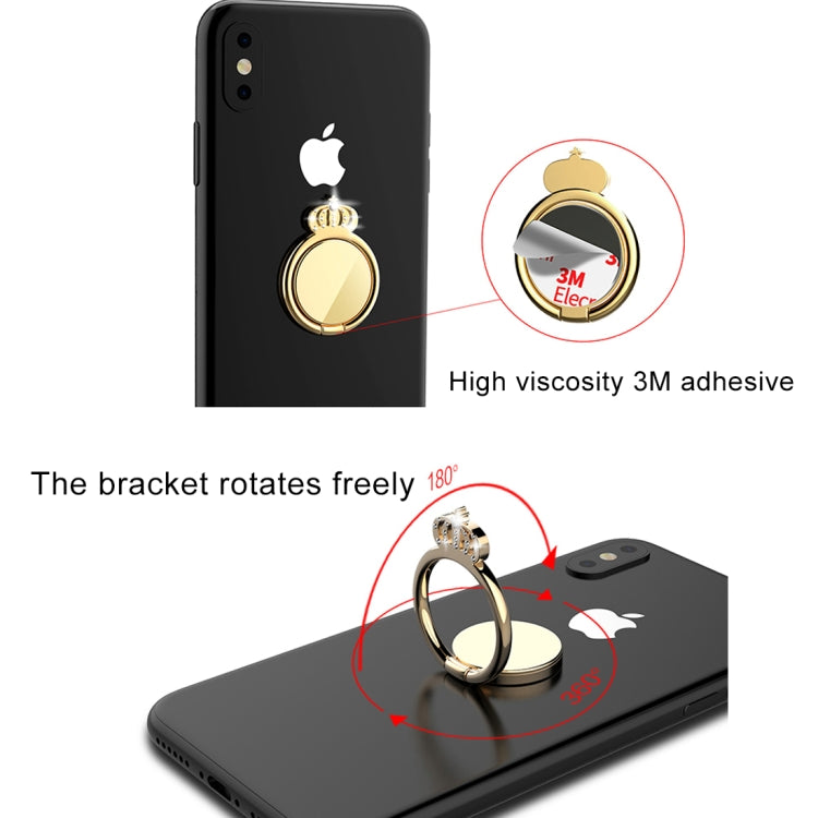 lenuo 360 Degrees Rotation Metal Imperial Crown Shape Phone Ring Holder with Magnetic Function