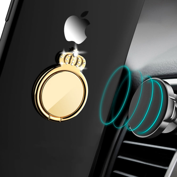 lenuo 360 Degrees Rotation Metal Imperial Crown Shape Phone Ring Holder with Magnetic Function