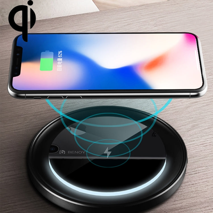 lenuo Intelligent Qi Standard Fast Wireless Charger, For iPhone, Galaxy, Huawei, Xiaomi, LG, HTC and Other QI Standard Smart Phones (Black)