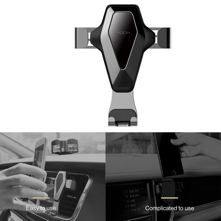 ROCK Gravity Air Vent Car Phone Holder Mount, For iPhone, Galaxy, Sony, Lenovo, HTC, Huawei, and other Smartphones(Grey)