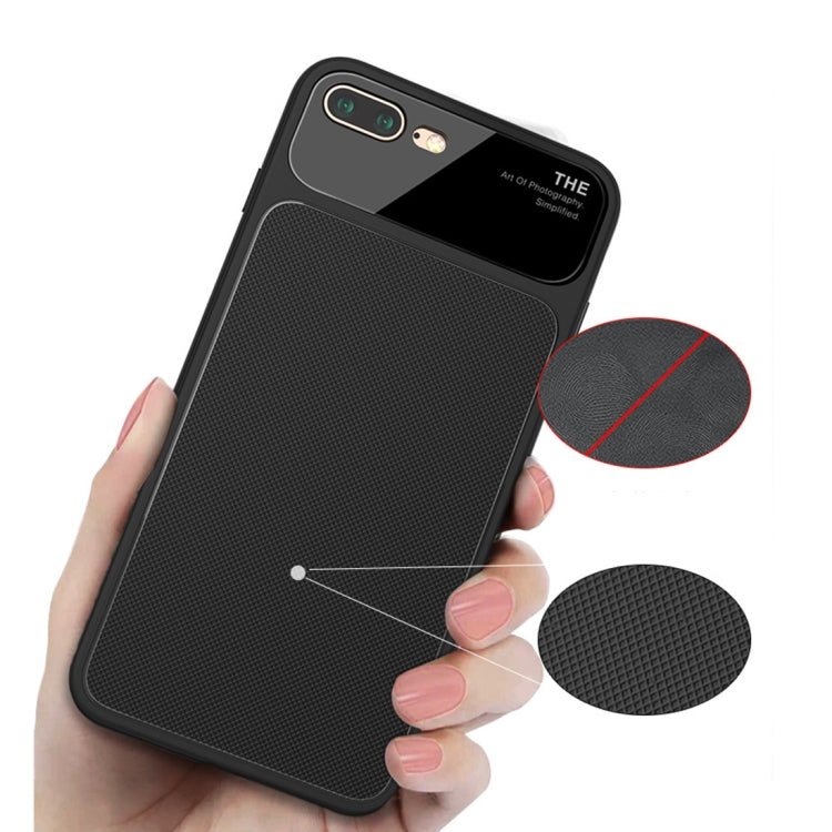 Lenuo LeJazz Series for iPhone 8 Plus & 7 Plus Shockproof TPU + Glass Protective Back Case (Red)