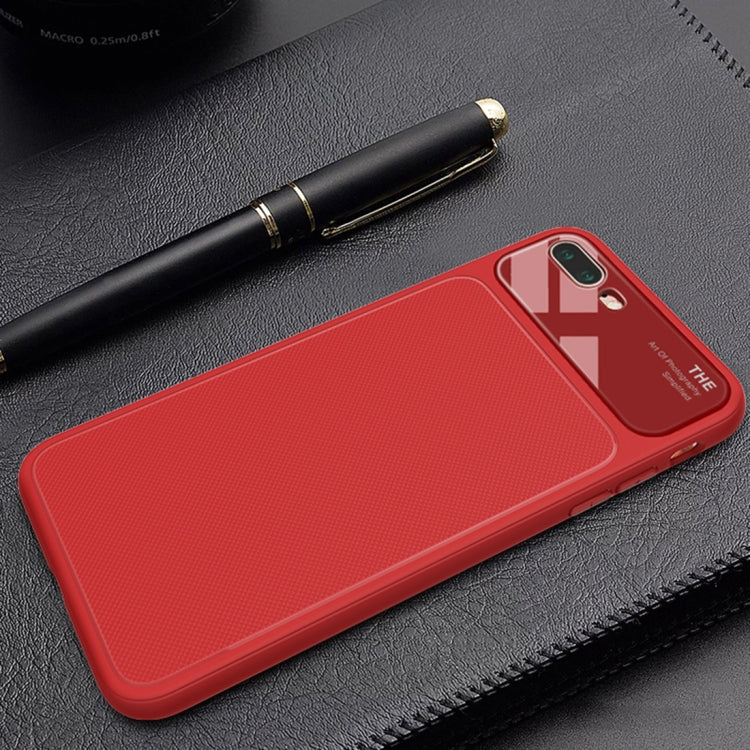 Lenuo LeJazz Series for iPhone 8 Plus & 7 Plus Shockproof TPU + Glass Protective Back Case (Red)