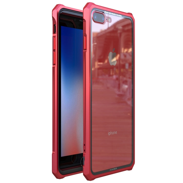 Snap-on Aluminum Frame and Tempered Glass Back Plate Case for iPhone 8 Plus