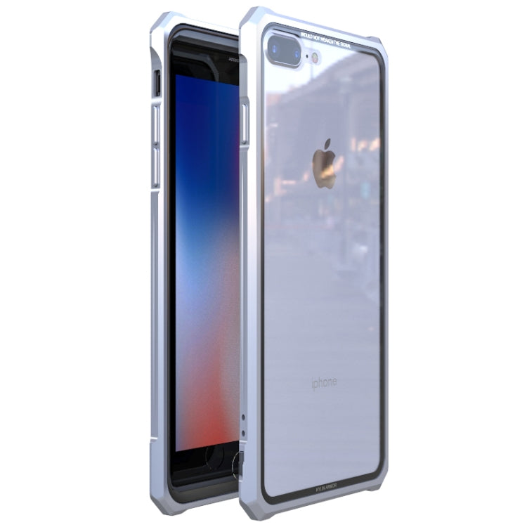 Snap-on Aluminum Frame and Tempered Glass Back Plate Case for iPhone 8 Plus