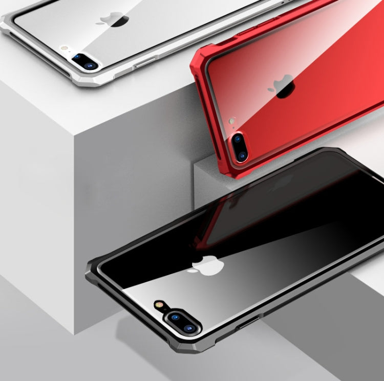 Snap-on Aluminum Frame and Tempered Glass Back Plate Case for iPhone 8 Plus