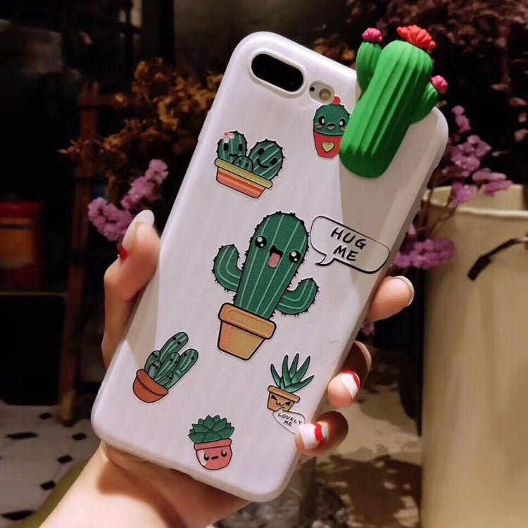 For iPhone 8 Plus & 7 Plus Fashion Papa Plant Cactus Pattern Protective Back Cover Case