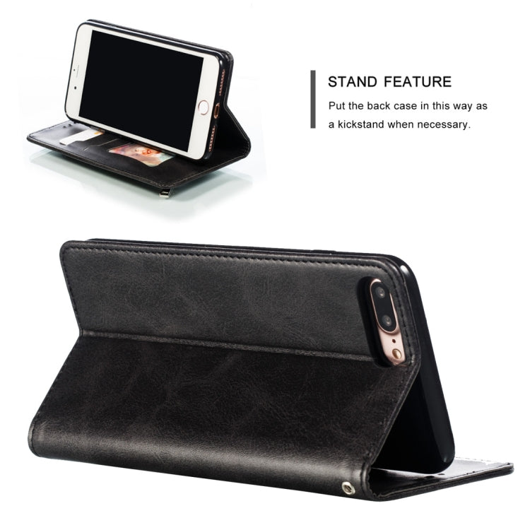 Calf Texture Zipper Magnetic Horizontal Flip Leather Case for iPhone 8 Plus / 7 Plus, with Wallet & Holder & Card Slots