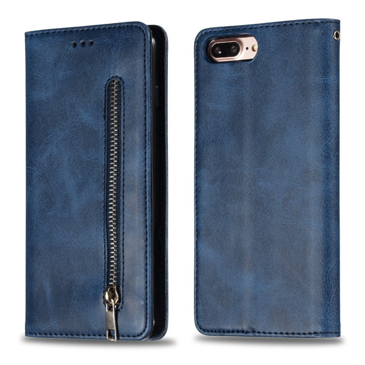 Calf Texture Zipper Magnetic Horizontal Flip Leather Case for iPhone 8 Plus / 7 Plus, with Wallet & Holder & Card Slots