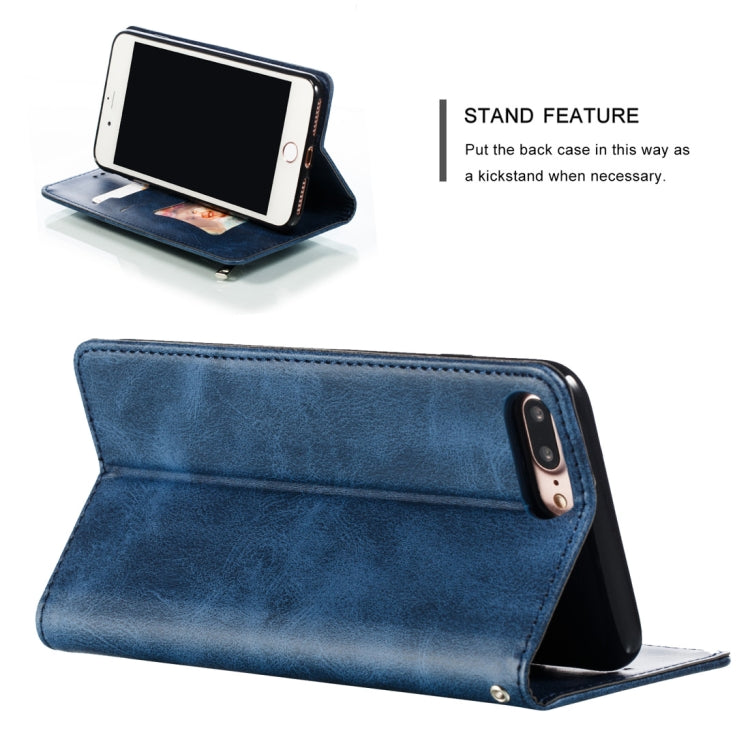 Calf Texture Zipper Magnetic Horizontal Flip Leather Case for iPhone 8 Plus / 7 Plus, with Wallet & Holder & Card Slots