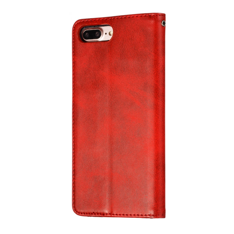 Calf Texture Zipper Magnetic Horizontal Flip Leather Case for iPhone 8 Plus / 7 Plus, with Wallet & Holder & Card Slots