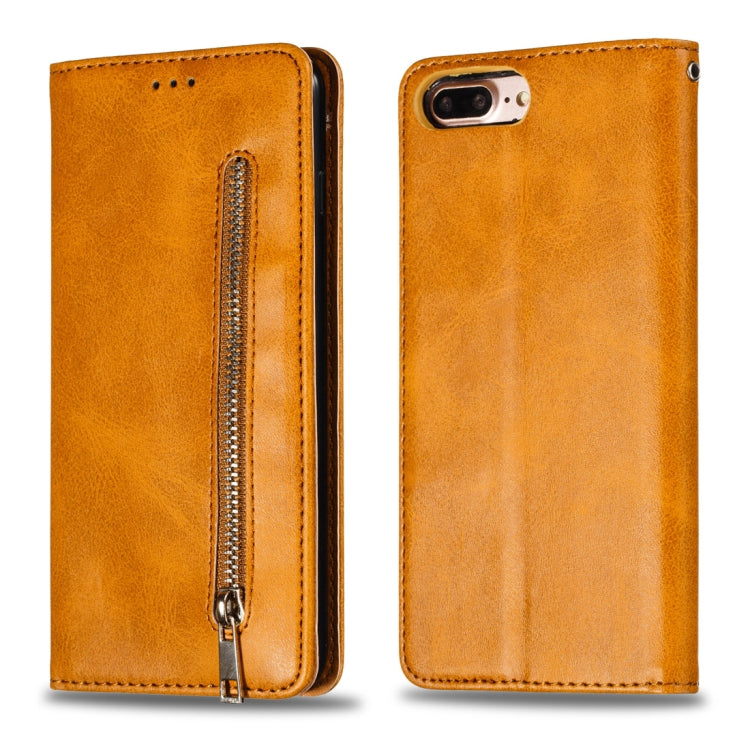 Calf Texture Zipper Magnetic Horizontal Flip Leather Case for iPhone 8 Plus / 7 Plus, with Wallet & Holder & Card Slots