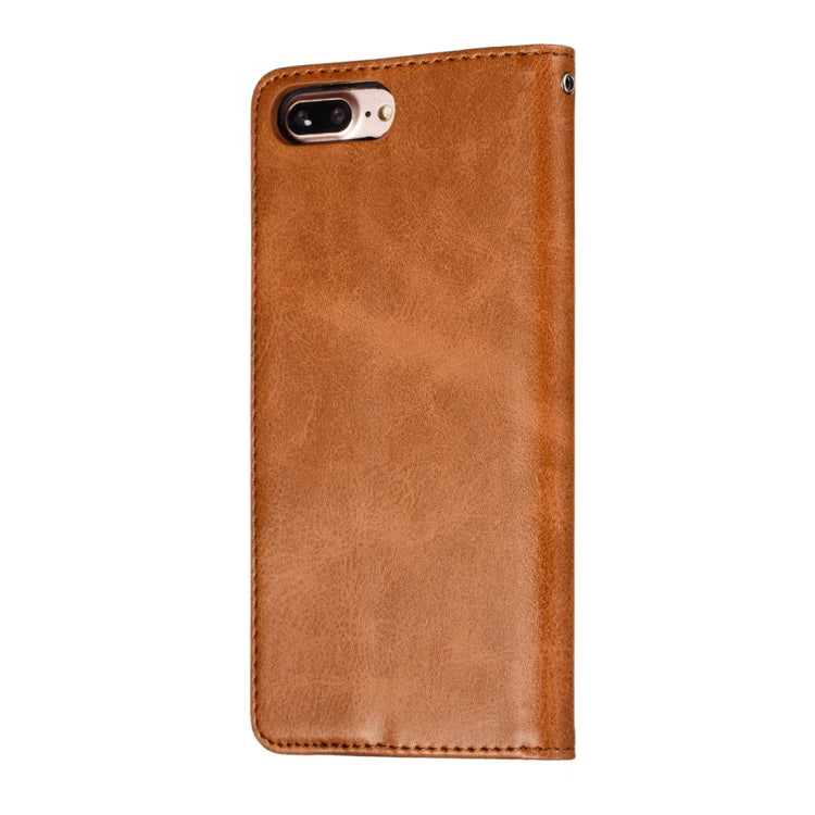 Calf Texture Zipper Magnetic Horizontal Flip Leather Case for iPhone 8 Plus / 7 Plus, with Wallet & Holder & Card Slots