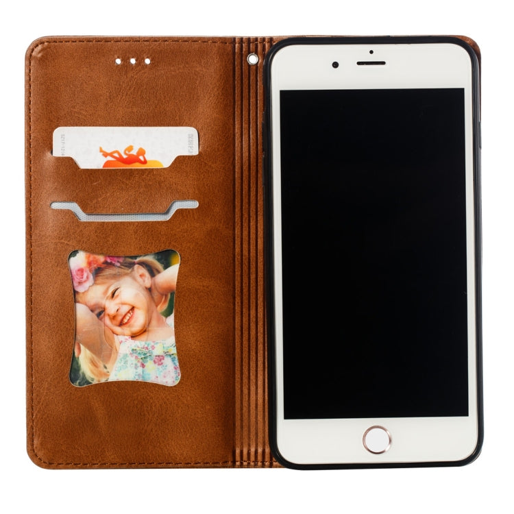 Calf Texture Zipper Magnetic Horizontal Flip Leather Case for iPhone 8 Plus / 7 Plus, with Wallet & Holder & Card Slots