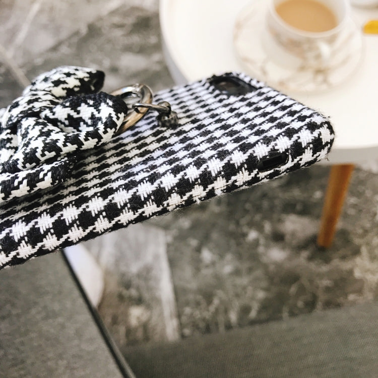 For iPhone 8 Plus & 7 Plus Houndstooth Bowknot Style Protective Back Case with Sling