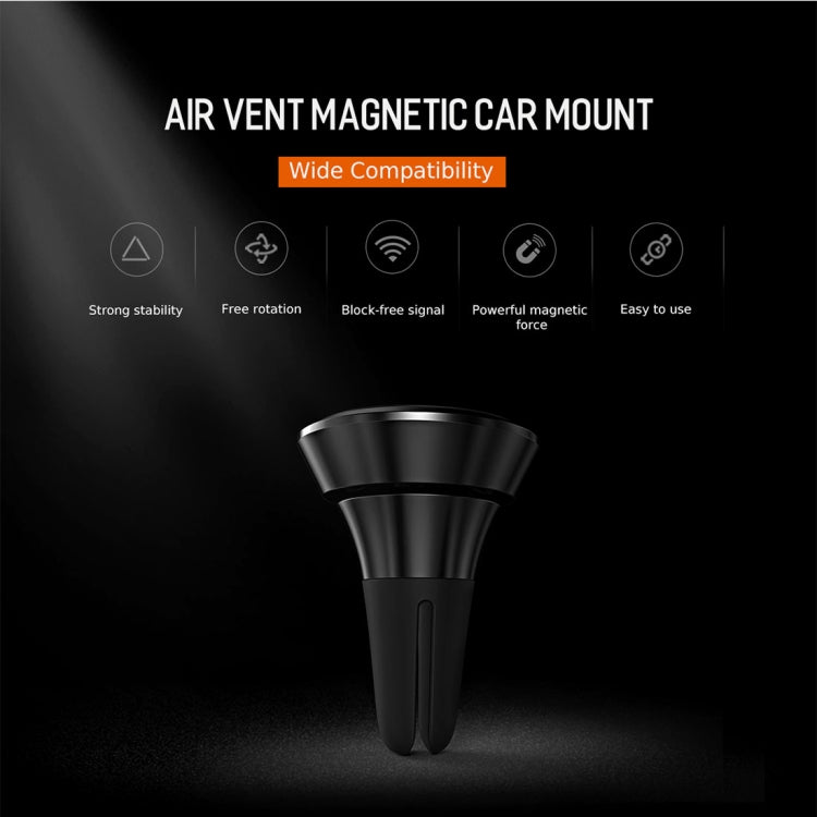 ROCK 360 Degree Rotation Universal Car Air Vent Mount Magnetic Phone Holder Stand, For iPhone, Galaxy, Huawei, Xiaomi, Lenovo, Sony, LG, HTC and Other Smartphones(Black)