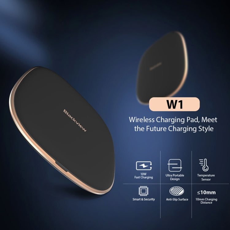 [HK Warehouse] Blackview W1  Simple Round Metal 10W Max Qi Wireless Charger Pad, For Blackview BV680 Pro, A30, A20, A20 Pro and Other Blackview Phones (Black)