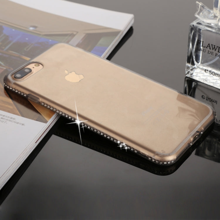For iPhone 8 Plus & 7 Plus Diamond Border TPU Transparent Protective Back Cover Case