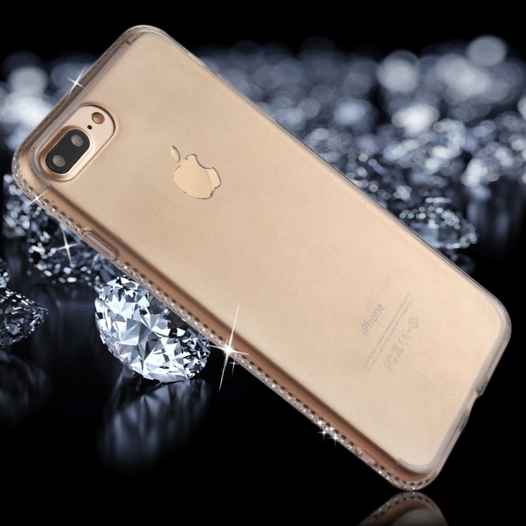 For iPhone 8 Plus & 7 Plus Diamond Border TPU Transparent Protective Back Cover Case