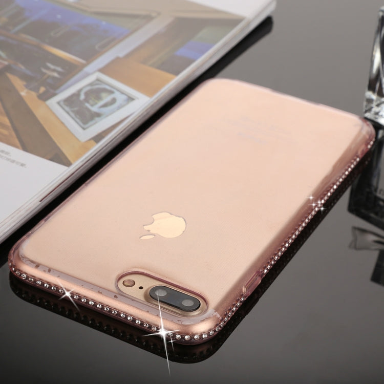 For iPhone 8 Plus & 7 Plus Diamond Border TPU Transparent Protective Back Cover Case