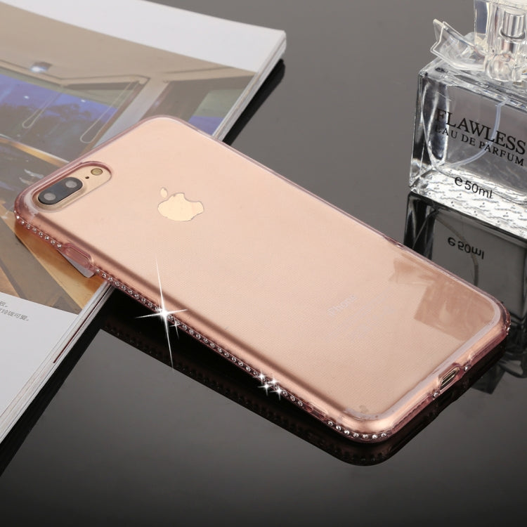 For iPhone 8 Plus & 7 Plus Diamond Border TPU Transparent Protective Back Cover Case