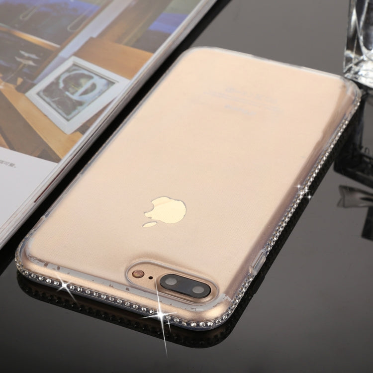 For iPhone 8 Plus & 7 Plus Diamond Border TPU Transparent Protective Back Cover Case