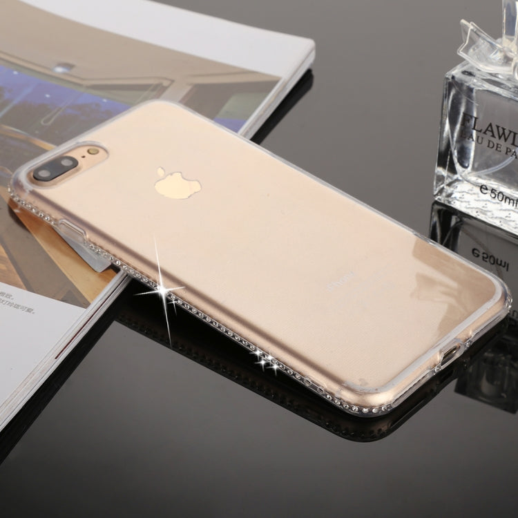 For iPhone 8 Plus & 7 Plus Diamond Border TPU Transparent Protective Back Cover Case