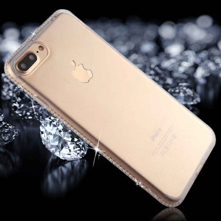 For iPhone 8 Plus & 7 Plus Diamond Border TPU Transparent Protective Back Cover Case