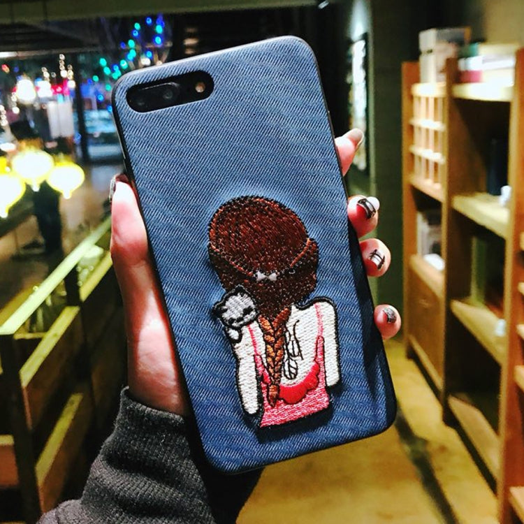 For iPhone 8 Plus & 7 Plus Embroidery Blue