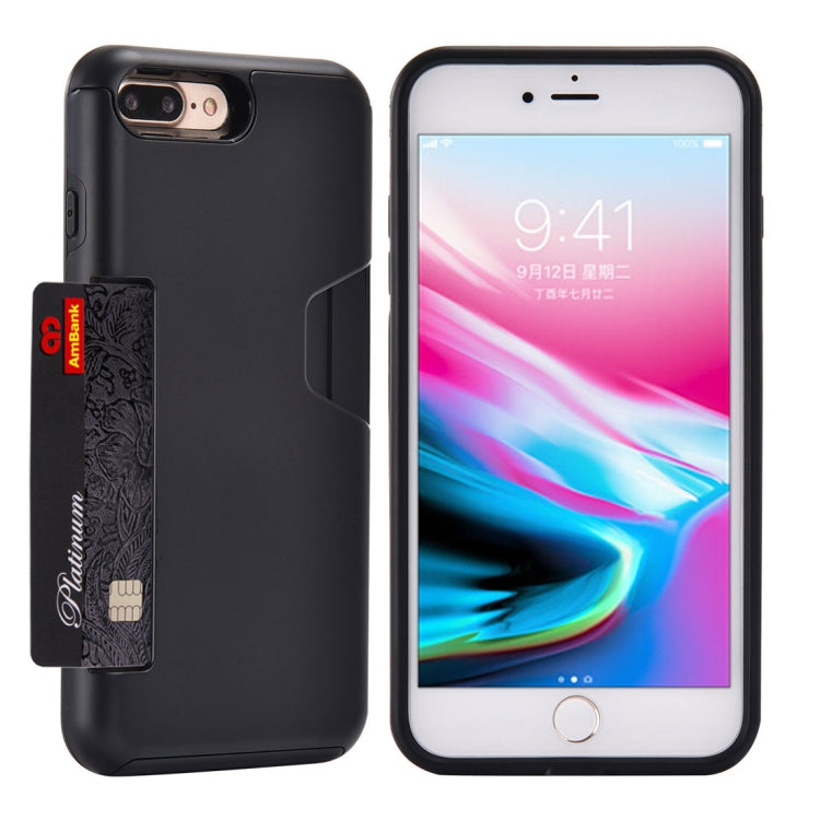 For iPhone 8 Plus & 7 Plus TPU + PC Shockproof Protective Back Case with Card Slot