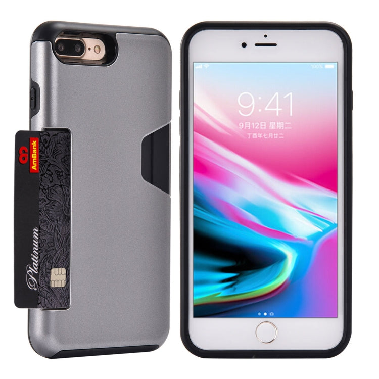 For iPhone 8 Plus & 7 Plus TPU + PC Shockproof Protective Back Case with Card Slot